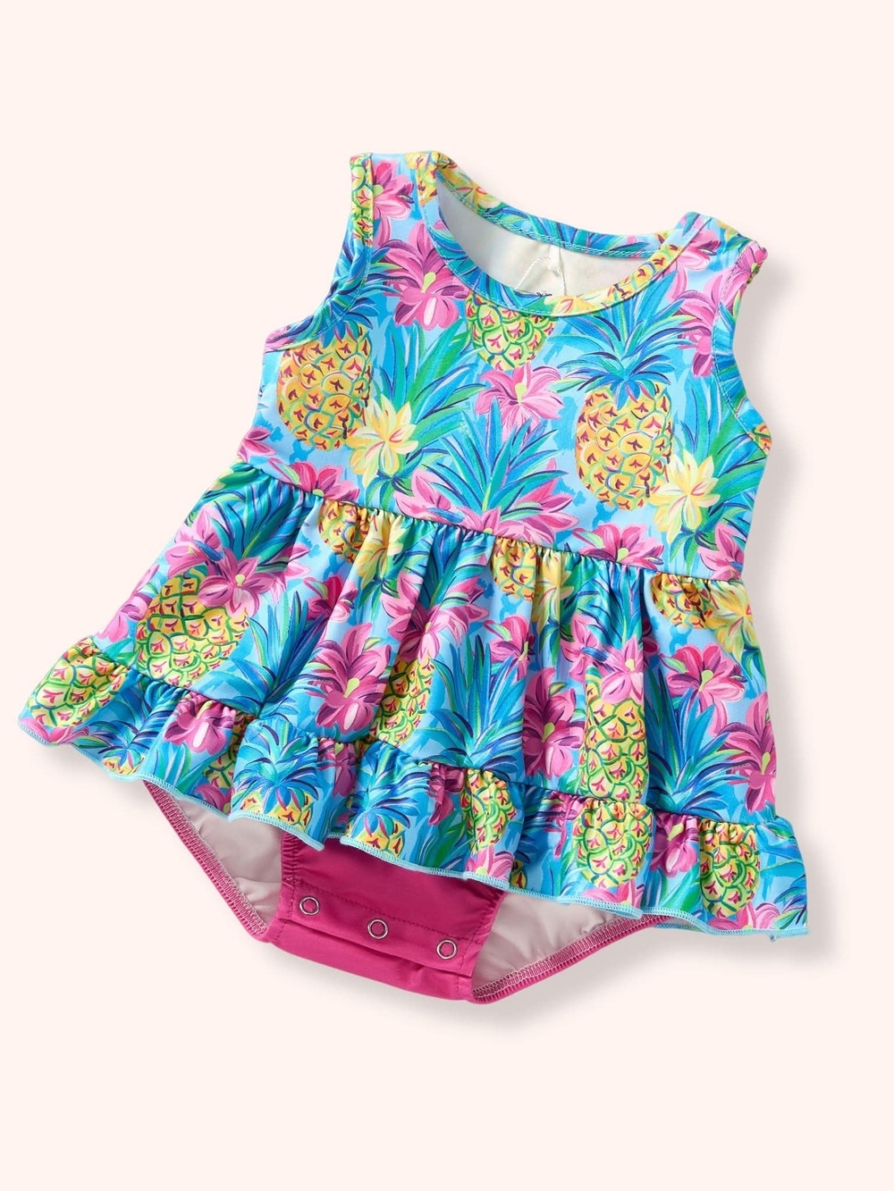 Preppy Pineapple Ruffle Romper - Blue, Pink, Yellow, Green